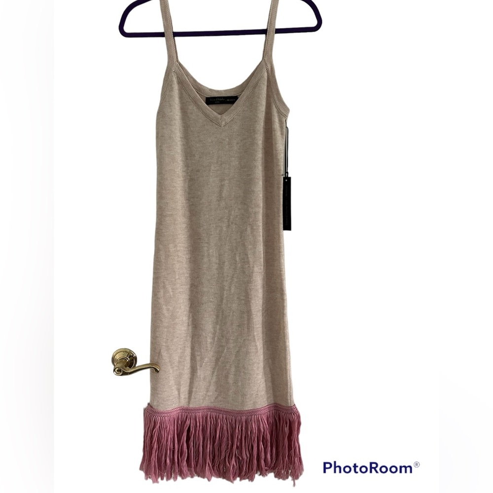 NWT Revolve/House of Harlow knit sweater dress with raffia fringe xs.